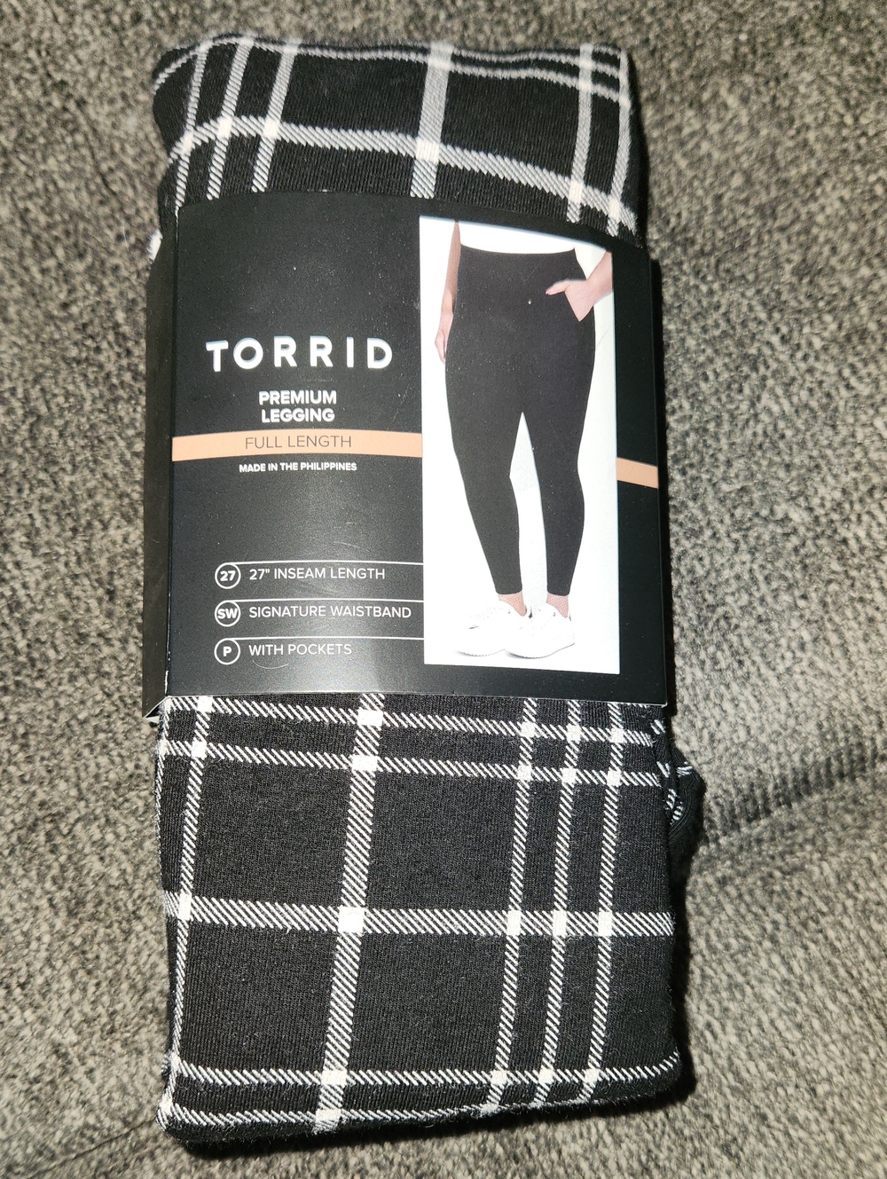 NWT Torrid Black & White Windowpane Plaid Leggings Pockets Plus Size 3 Pockets